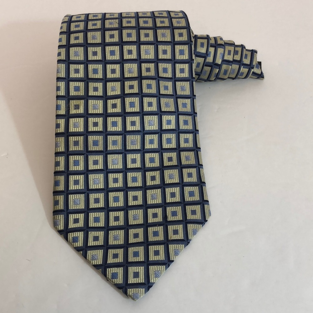 VALERIO GARATI Hand Made Silk Tie Blue Gold